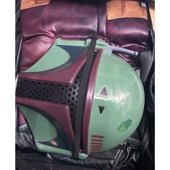 Star Wars Child Large Boba Fett Halloween Costume Jumpsuit, cape and Mask NEW - Picture 6 of 7